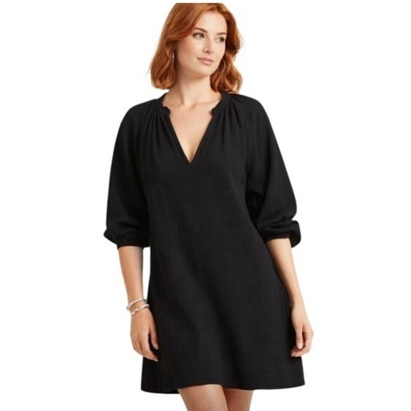 Nation LTD Dresses & Skirts - Nation LTD Gauze Muslin Black 100% Cotton Shift Shirt Mini Dress S